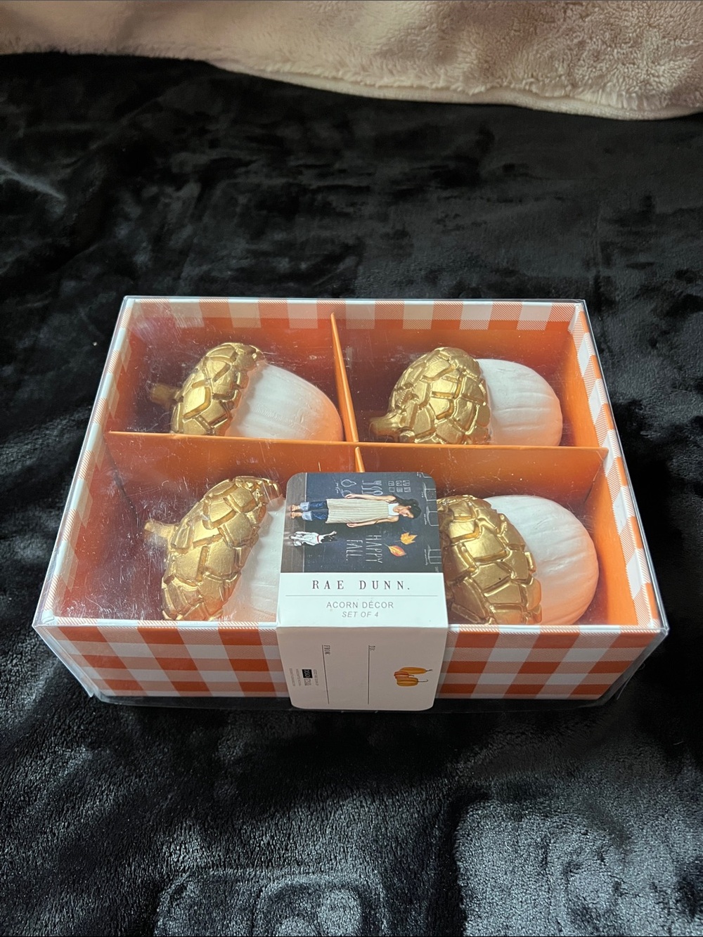 Rae Dunn White and Gold Acorn Décor Set